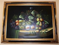 Oil on Canvas Still Life Grapes Unsigned