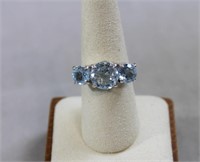 Sterling blue topaz anniversary ring
