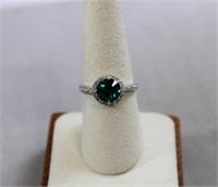 Sterling emerald halo ring