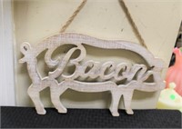 Die cut wood bacon sign