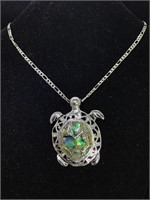 Sterling necklace with turtle pendant and