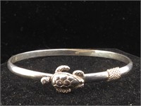 Sterling Bracelet with Turtle Design 2.5 inches