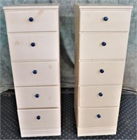 PAIR WOOD 5 DRAWER ACCESSORY CHEST