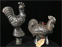 2 sterling  silver hollow Rooster Chicken