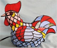 STAINED GLASS CHICKEN NIGHT LIGHT LAMP