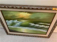 LARGE ORIGINAL PAINTING WAVES CRASHING LY WISTLER