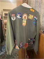 VTG SWEATER W GIRL SCOUT PATCHES