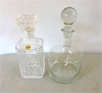 1 Crystal Decanter & 1 W/ Etched Tall Ship