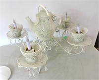 Hanging Twisted Wire Teapot Chandelier