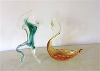 Art Glass Swan & Horse Glass Figurines