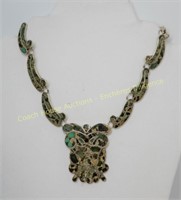 Mexican silver and stone necklace, collier en