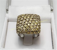 Sterling silver cocktail ring with yellow stones