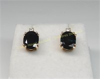 14K Yellow gold sapphire and diamond earrings