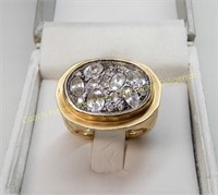 14K Yellow gold crystal ring, Bague en or jaune