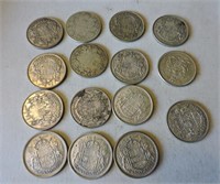 Seventeen Canadian  Fifty Cent Coins