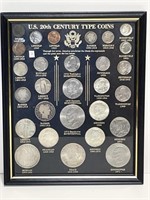 UNITED STATES 20TH CENTURY TYPE COINS FRAMED 28