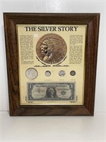 THE SILVER STORY FRAMED COLLECTION - 3 COINS & 1