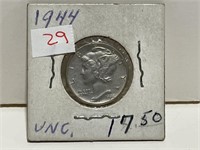 1944 MERCURY DIME  - UNC