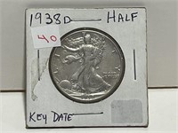 1938D WALKING LIBERTY 1/2 DOLLAR - KEY DATE