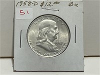 1958D FRANKLIN 1/2 DOLLAR - BU