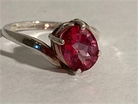 Sterling Silver 925 and Pink Topaz Ring