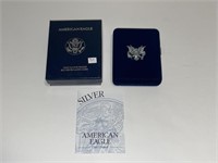 1995P AMERICAN SILVER EAGLE PROOF W/BOX & COA