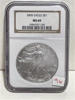 2005 AMERICAN SILVER EAGLE NGC MS69