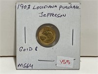1903 LOUISIANA PURCHASE JEFFERSON $1 GOLD COIN
