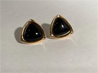 14 K Gold and Onyx Pierced Earrings