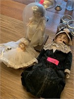 ANTIQUE PORCELAIN DOLL AND GINNY DOLL