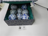 Blue & White Ceramic Ball Decor (includes box)