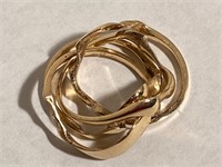 14 K Gold Puzzle Ring, Basket Weave