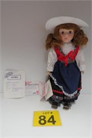 Ellis Island Porcelain Austria Musical Doll - New