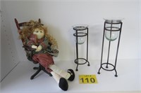 Teacher Doll in Chair & 2 Candle Holders