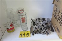 Silverware & Mug / Wine Glass Lot