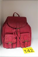 Red Leather Backpack / Purse - NWT