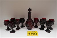 Red Avon Decanter & Goblet Set