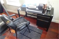 Glass Top Desk With Chair +