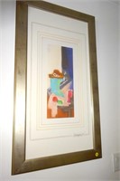 "Bodegon II" triple matted and framed abstract art