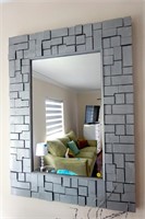 Silver Painted Piece Wood Mirror +