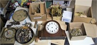 LARGE TABLE LOT OF CLOCK PARTS