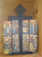 Hand Carved & Painted Folk Art Polyptych