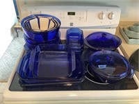 Blue Glass Baking ware / Mixing Bowls