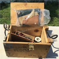 Wood Ammunition Box with Leather Tools