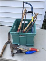 Tote of Yard Tools