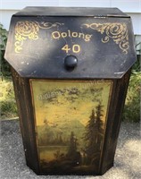 Antique Metal Wood Fireplace Storage Box