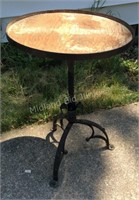 Antique Wrought Iron Base Flip Top Table