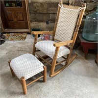 Ashwood Rocker w/ Upholstered Seat & Ottoman