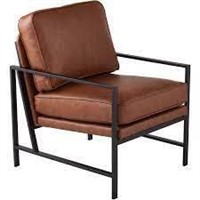 NEW Faux Leather Upholstered Accent Chair, Brown
