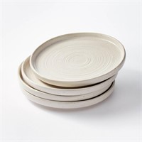 4pk Stoneware Glazed Dinner Plates, Cream